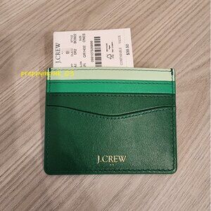 NWT JCrew Factory Leather Green Card Holder